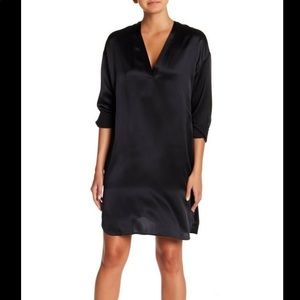 VINCE V-Neck Silk Tunic Dress